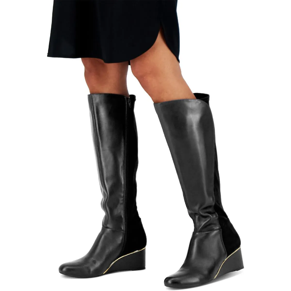 Alfani Womens Beverly  Leather Wedge Boots