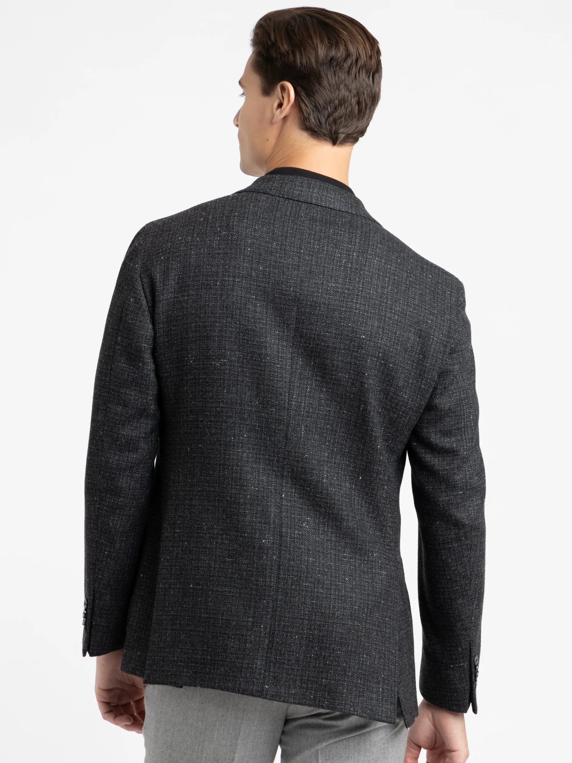 Black Wool-Silk Tweed Sport Jacket