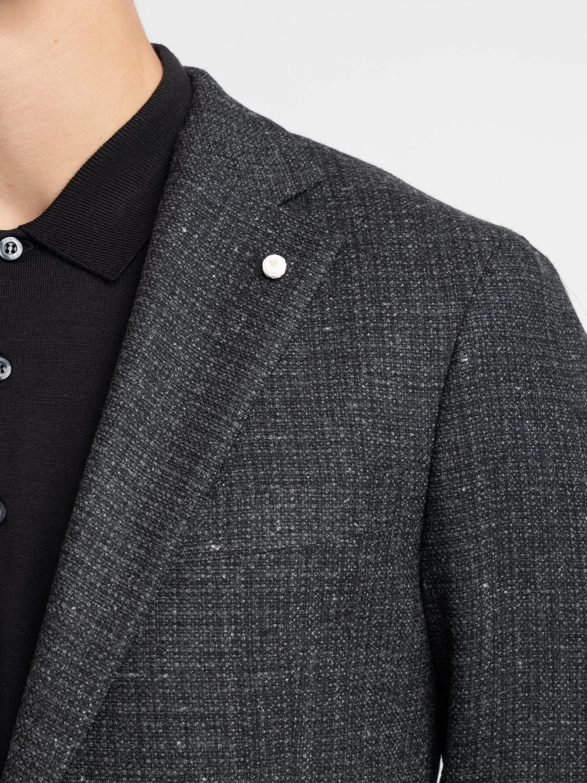 Black Wool-Silk Tweed Sport Jacket
