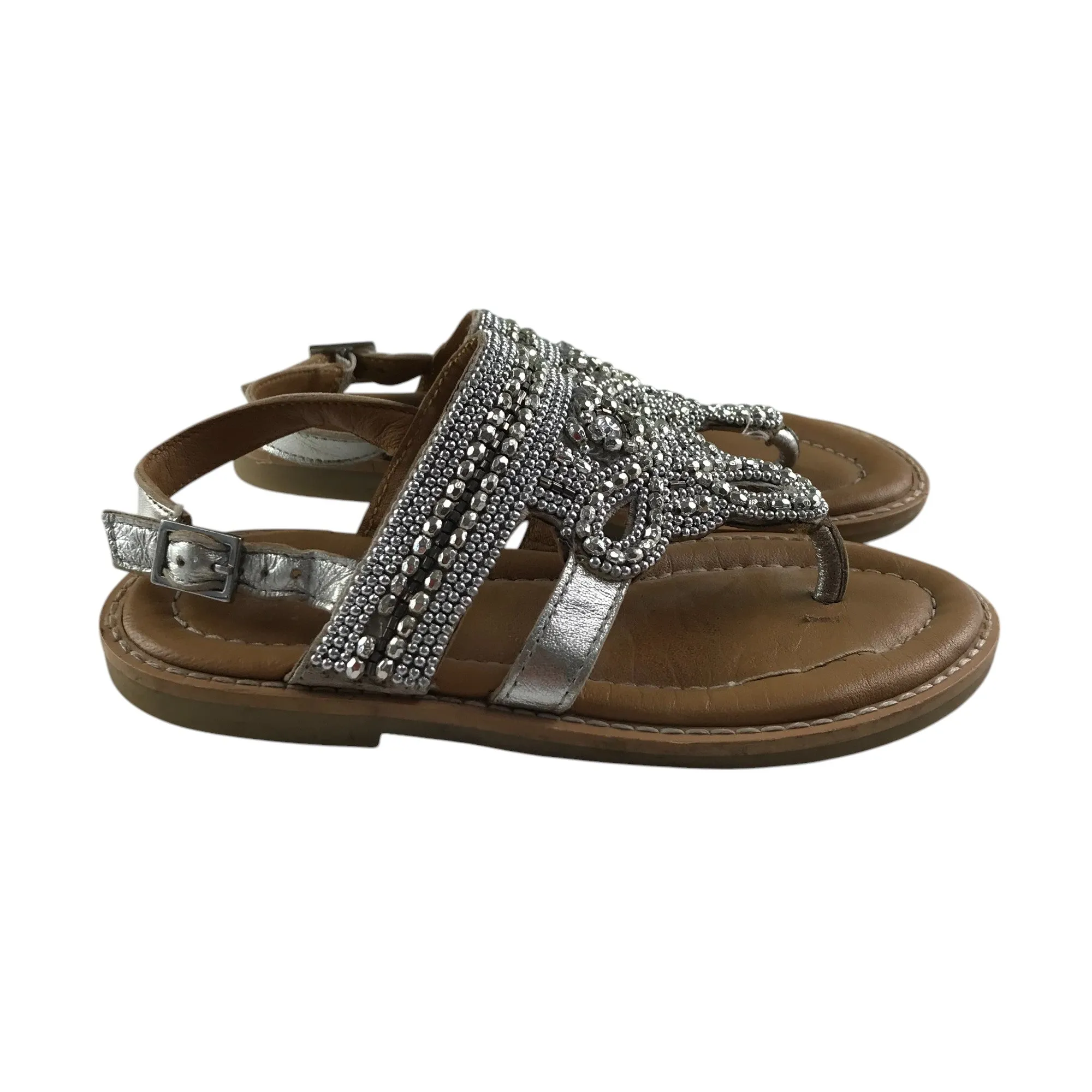 John Lewis sandal shoe size 12 junior silver gem detailing