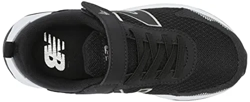 New Balance Kid's Dynasoft 545 V1 Hook and Loop Running Shoe, Black/White/Silver Metallic, 1.5 Little Kid