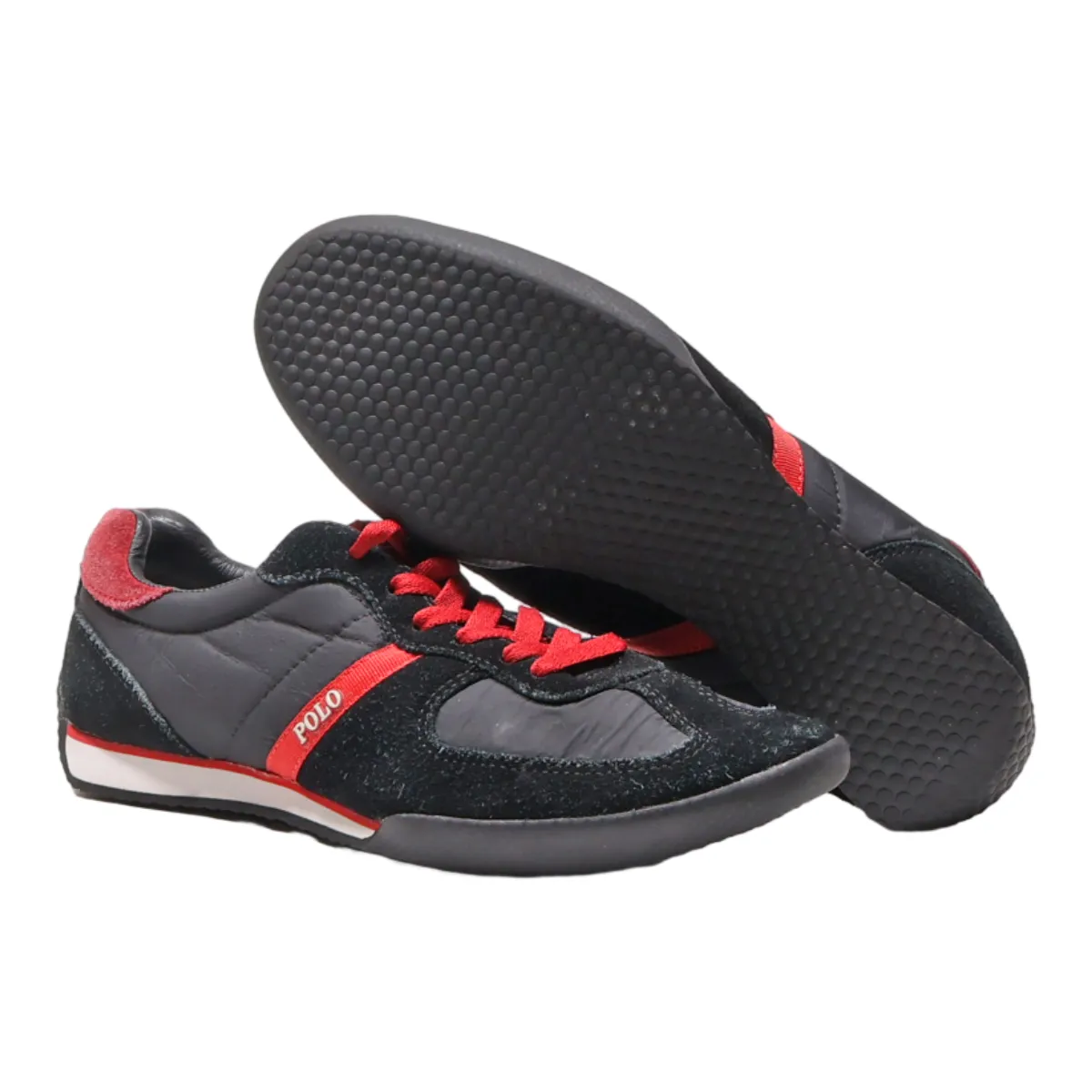POLO RALPH LAUREN Sneaker Trainers Black Leather Mens UK 8