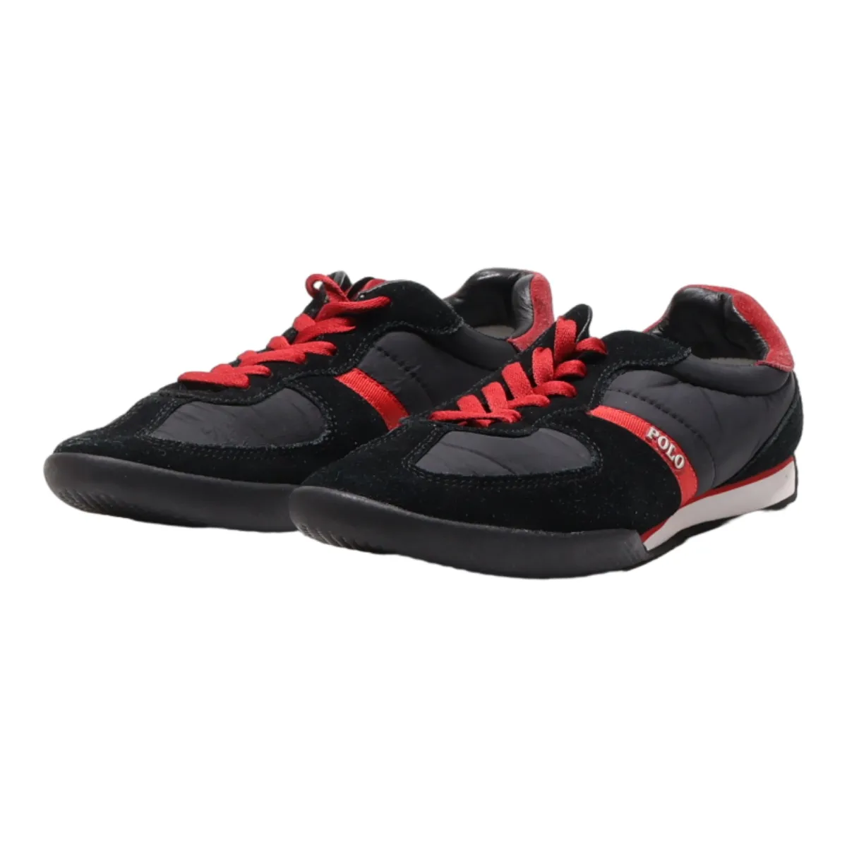 POLO RALPH LAUREN Sneaker Trainers Black Leather Mens UK 8